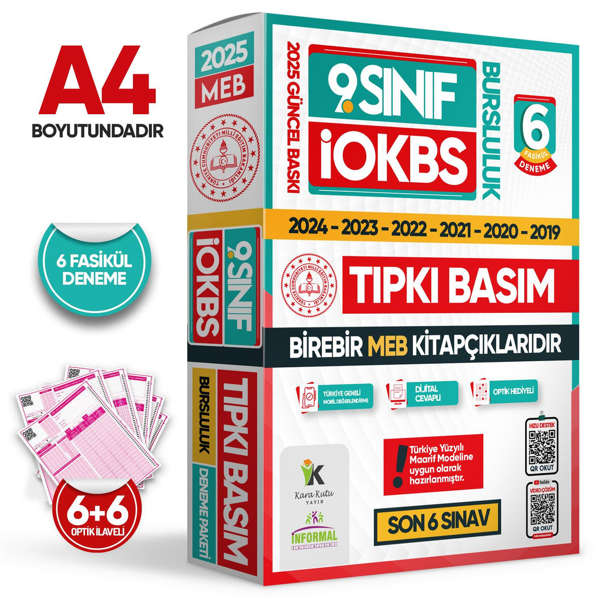 2025 9.Sınıf İOKBS (BURSLULUK SINAVI) MEB Çıkmış Soru Tıpkı Basım Deneme Paketi 6lı Türkiye Geneli kitap kapağı