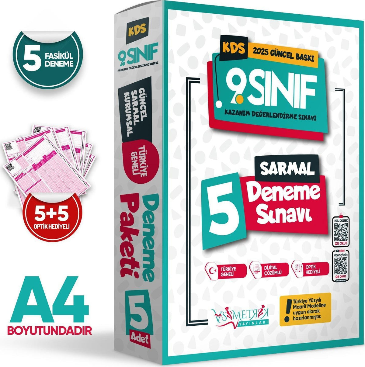 2025 9.Sınıf Yeni Sistem KDS SARMAL Deneme Paketi 5li Türkiye Geneli D.Çözümlü Asimetrik Yayınları kitap kapağı