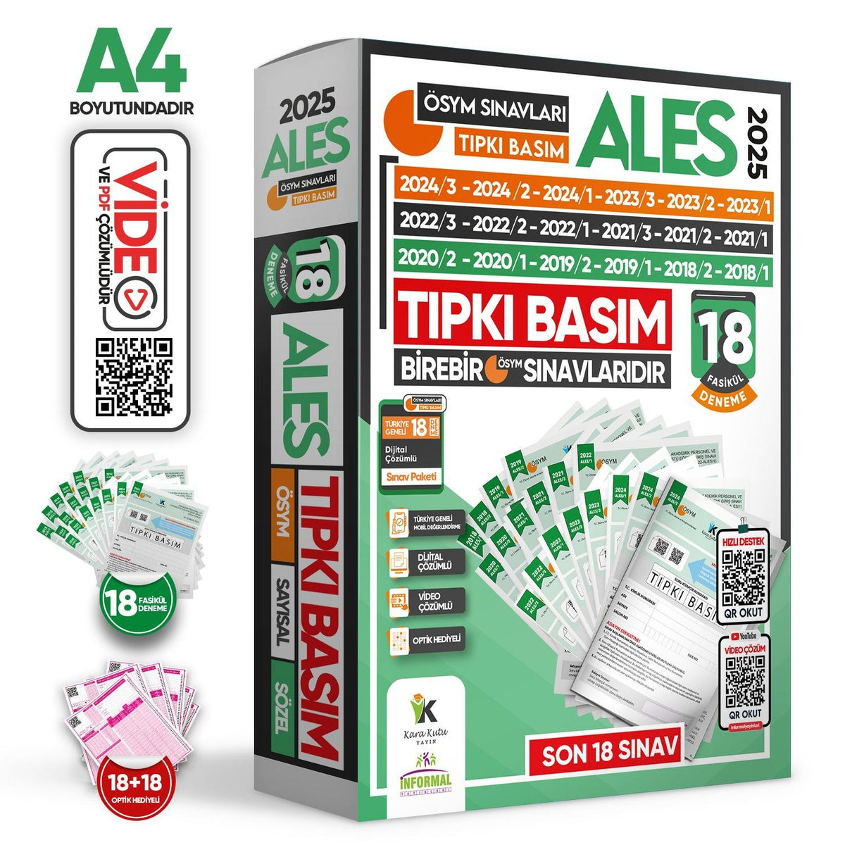 2025 ALES ÖSYM Tıpkı Basım Çıkmış Soru 18li Deneme Paketi Video ve Dijital Çözümlü Türkiye Geneli kitap kapağı