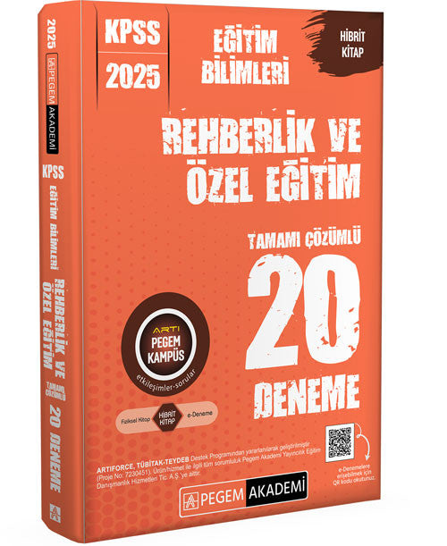 2025 KPSS Eğitim Bilimleri Rehberlik ve Özel Eğitim Tamamı Çözümlü 20 Deneme - Komisyon kitap kapağı