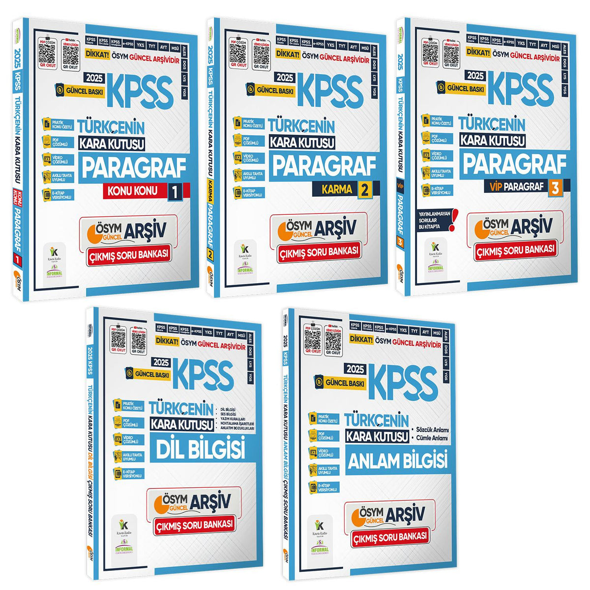2025 KPSS Türkçenin Kara Kutusu ÖSYM Çıkmış Soru Bankası 5li Set Konu Özetli Video/PDF Çözümlü kitap kapağı