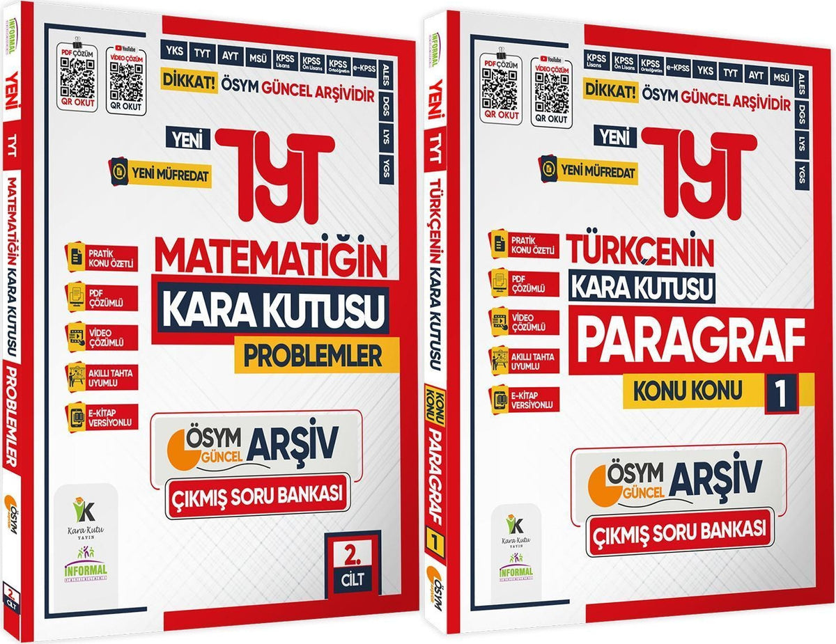 2025 TYT Kara Kutu PARAGRAF ve PROBLEMLER Çıkmış Soru Bankası 2li Set Konu Özetli Video/PDF Çözümlü kitap kapağı