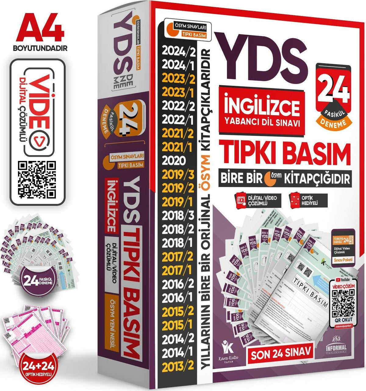 2025 YDS İngilizce ÖSYM Tıpkı Basım Çıkmış Soru Deneme Paketi 24lü Dijital Çözümlü Fasikül SETİ kitap kapağı