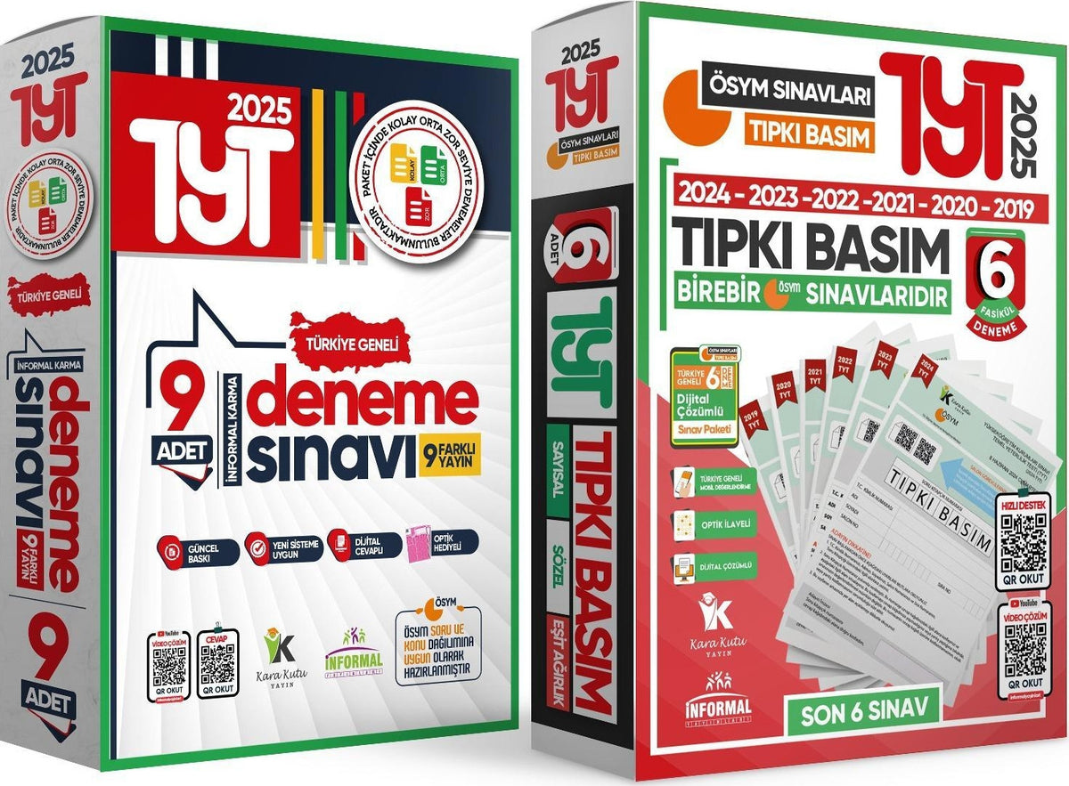 2025 YKS-TYT Ösym Çıkmış Soru 6lı Tıpkı Basım ve Kurumsal 9lu Özgün Paket Deneme Türkiye Geneli kitap kapağı