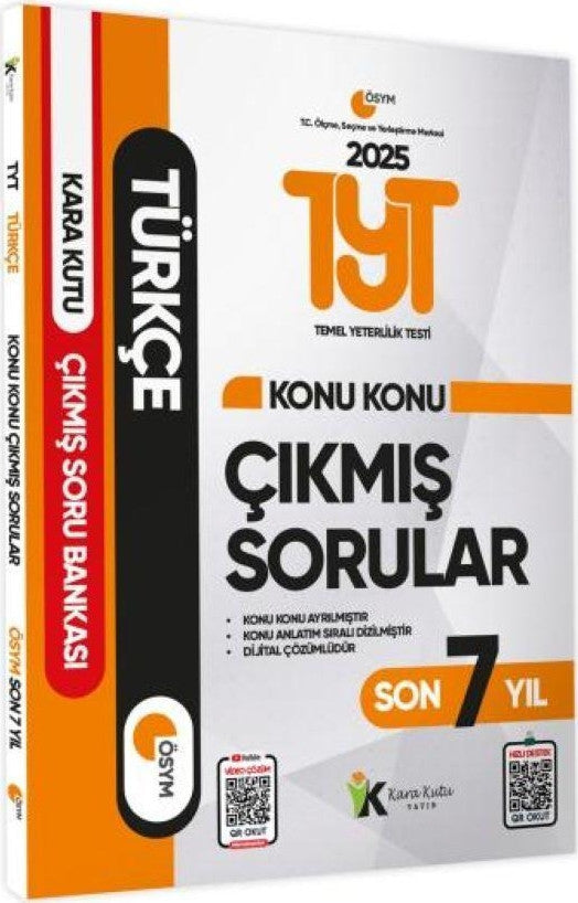 2025 YKS-TYT Türkçe Karakutu Konu Konu Çıkmış Soru Bankası ÖSYM Son 7 Yıl Dijital Çözümlü kitap kapağı