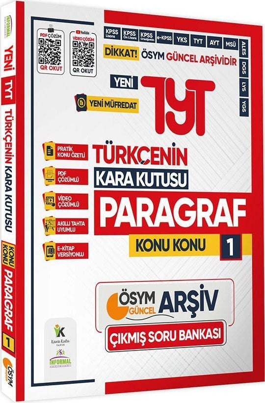 2025 YKS-TYT Türkçenin Kara Kutusu PARAGRAF 1 KONU KONU ÖSYM Çıkmış Soru Bankası Video/PDF Çözümlü kitap kapağı