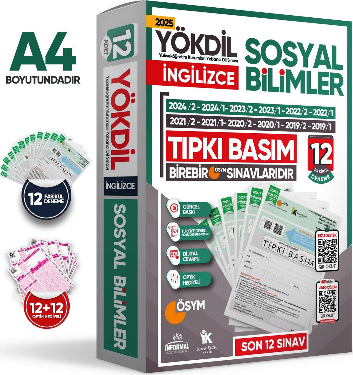 2025 YÖKDİL İngilizce SOSYAL BİLİMLER ÖSYM Çıkmış Soru Tıpkı Basım Deneme Paketi 12li Türkiye Geneli - Kolektif kitap kapağı