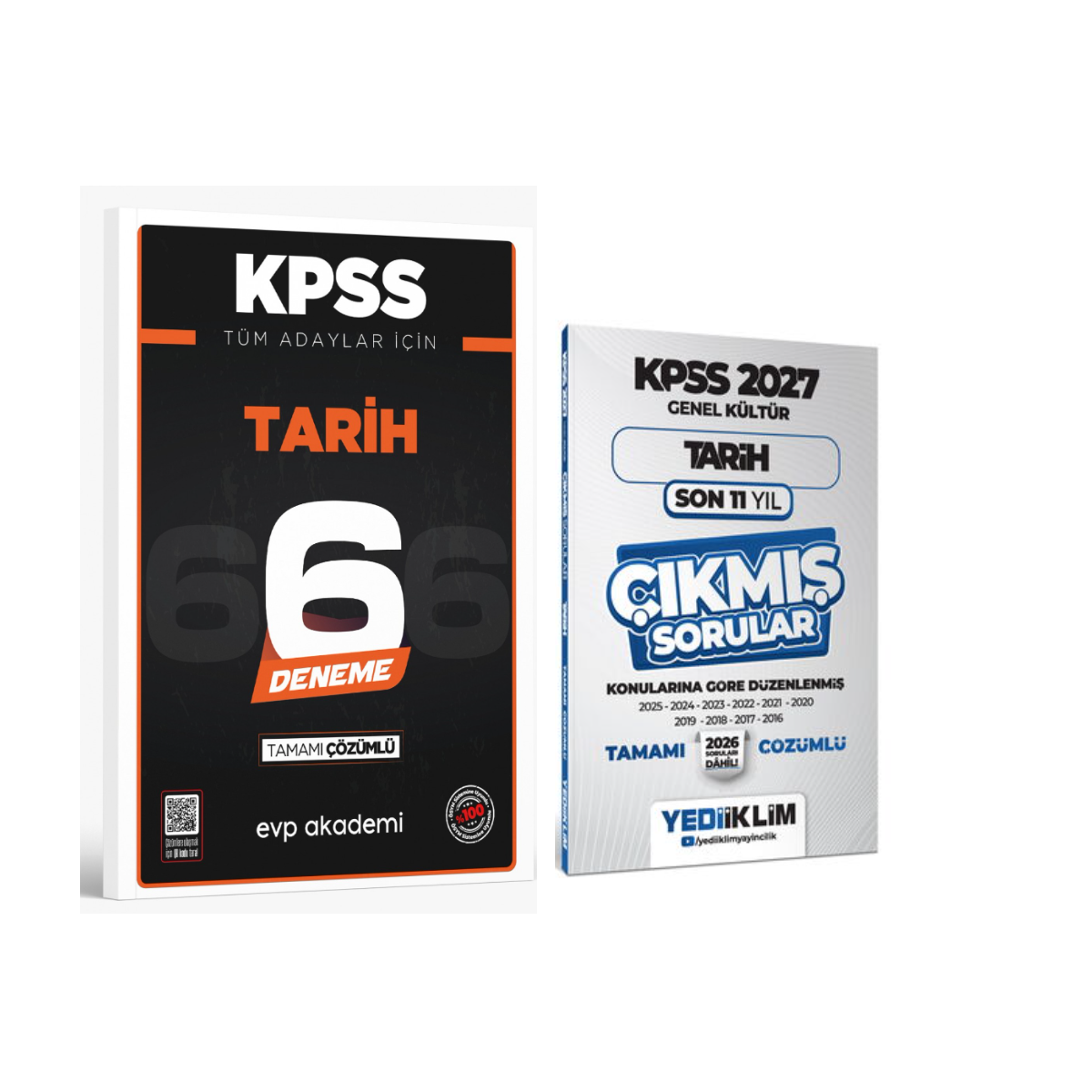 2027 KPSS GYGK Tarih Çıkmış Sorular ve Deneme Seti 2 Kitap Evp Akademi + Yediiklim kitap kapağı