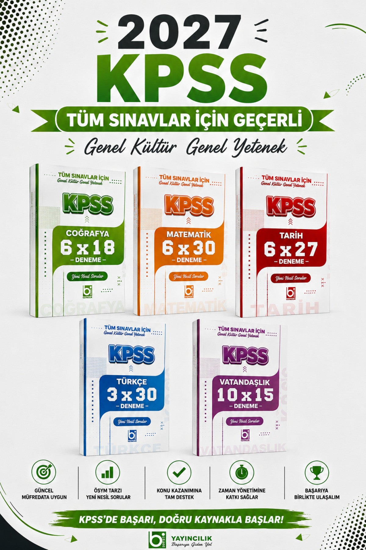 2027 KPSS GYGK Tüm Dersler 31 Deneme QR Çözümlü ( Tarih - Coğrafya - Vatandaşlık - Türkçe - Matemati kitap kapağı