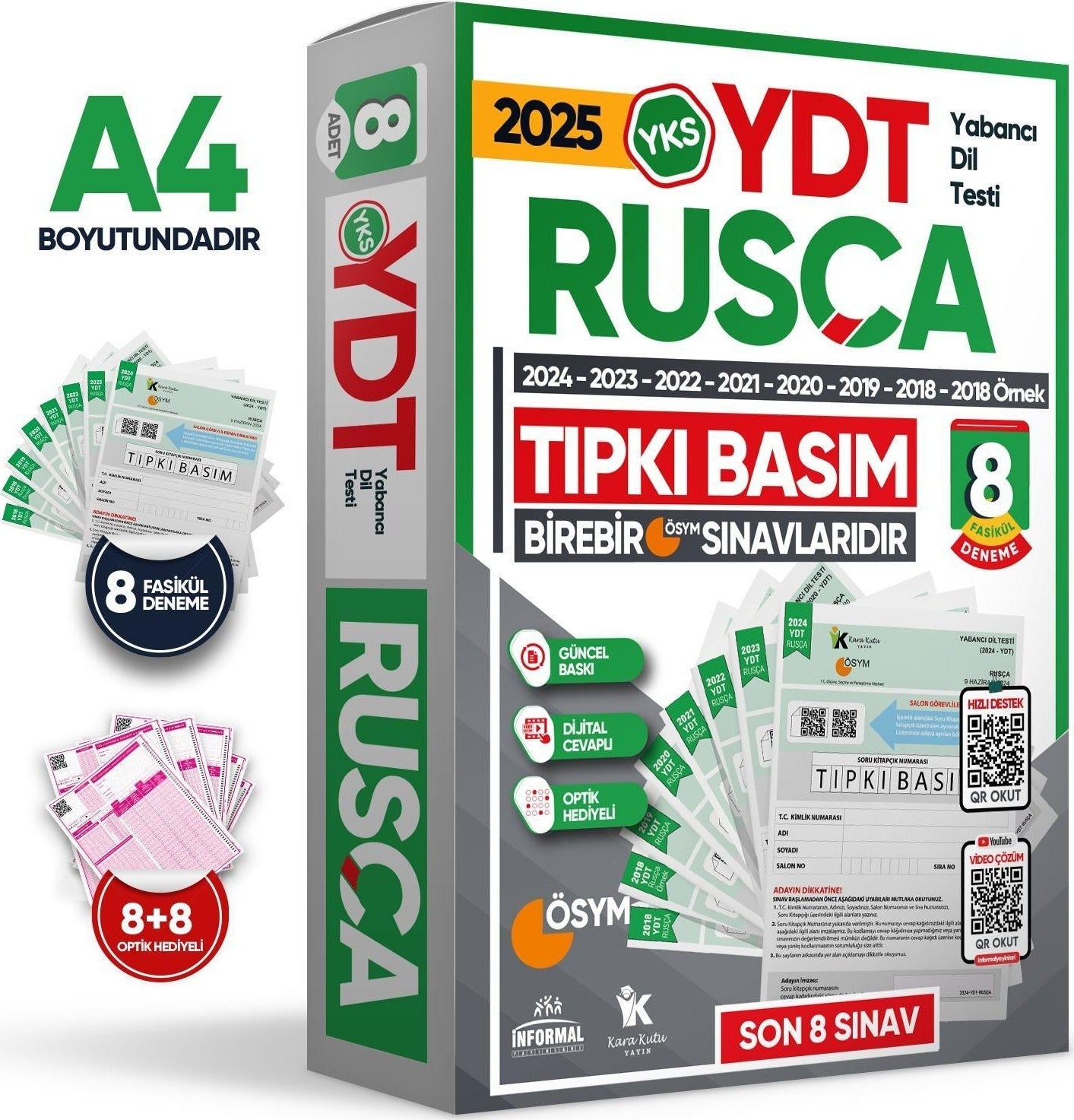 2025 YKS YDT Rusça ÖSYM Çıkmış Soru Tıpkı Basım Deneme Paketi 8li Türkiye Geneli