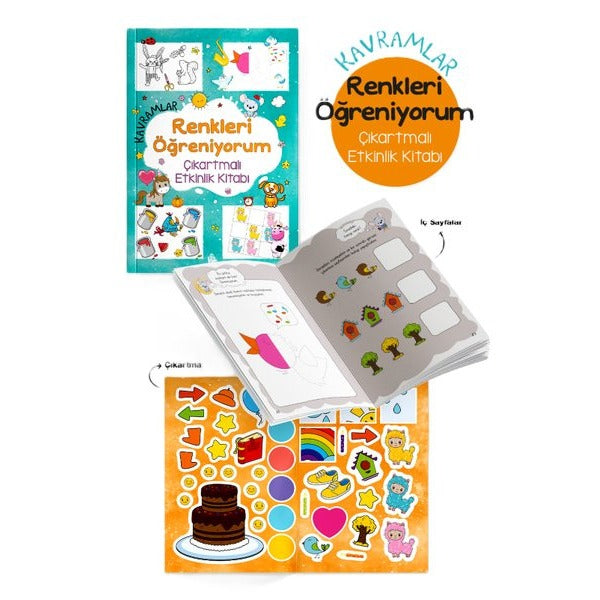 Kavramlar - Renkleri Öğreniyorum Çıkartmalı Etkinlik Kitabı 3 + Yaş | Bigkids Yayınları (İnce Kapak)