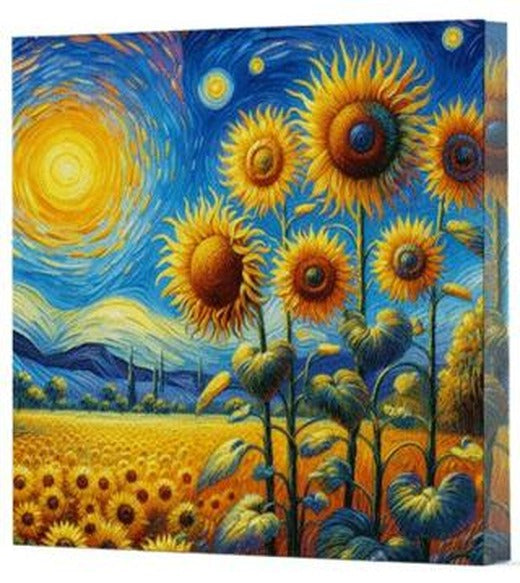 Van Gogh 4 Ayçiçekleri - Çizgisiz Yan Boyamalı Defter | Vivago Art