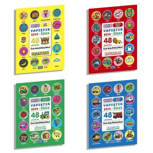 İlk Kelimelerle Yapıştır Boya Öğren Seti - 4 Kitap Takım | Parıltı Yayınları (İnce Kapak)