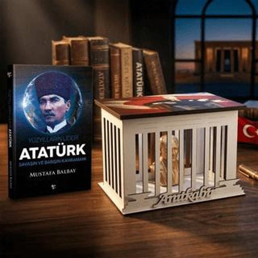 Yüzyılların Lideri Atatürk ve Atatürk Büstlü Ahşap Anıtkabir Işıklı Maket | Halk Kitabevi (Ciltsiz)