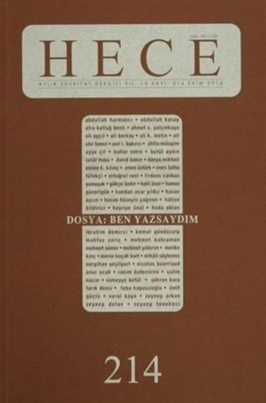 Hece Aylık Edebiyat Dergisi Sayı: 214 Ekim 2014 | Hece Dergisi (Ciltsiz)