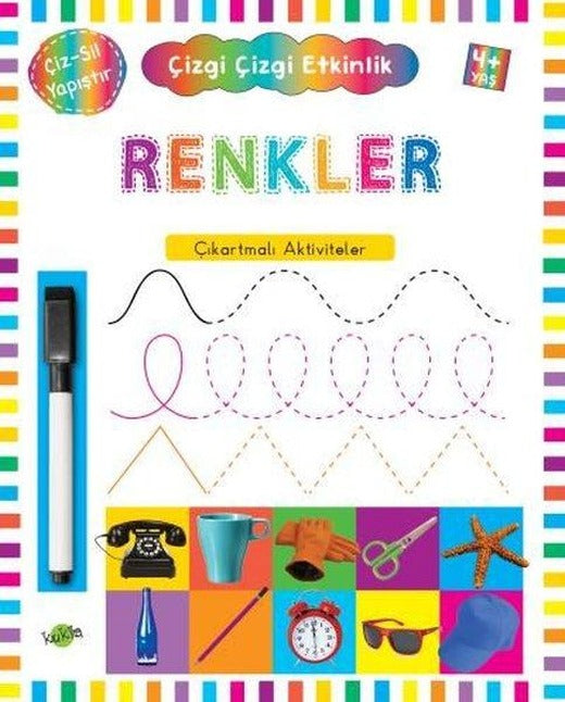 Renkler Çıkartmalı Aktiviteler 4 Yaş Çizgi Çizgi Etkinlik | Kukla (İnce Kapak)