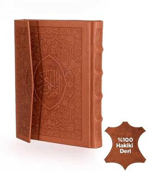 Kur'an-ı Kerim Hamid Aytaç Hatlı Çanta Boy, 5 Renk, Hakiki Deri Cilt Taba (Kod:1562)