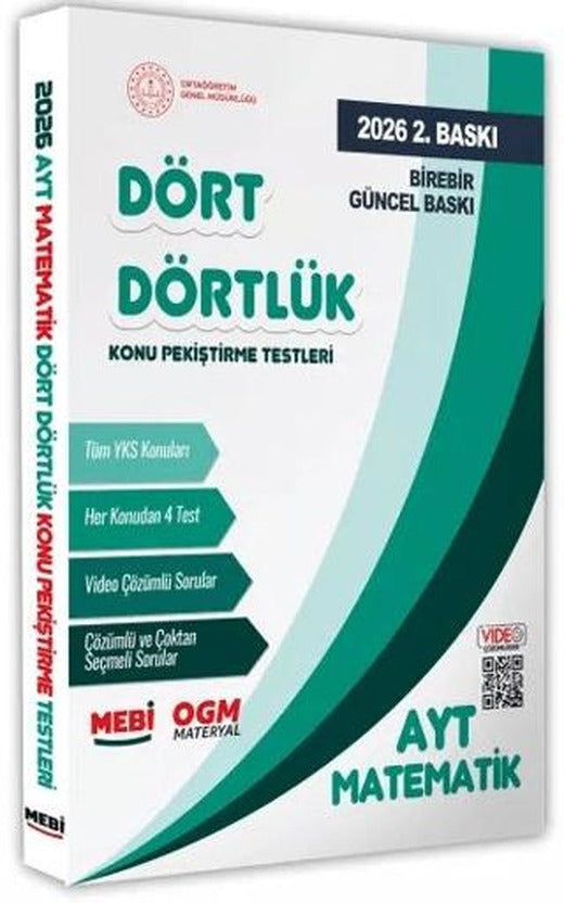 2026 YKS-AYT MEBİ-OGM Dört Dörtlük Matematik Pekiştirme Testi Soru Bankası Video Çözümlü