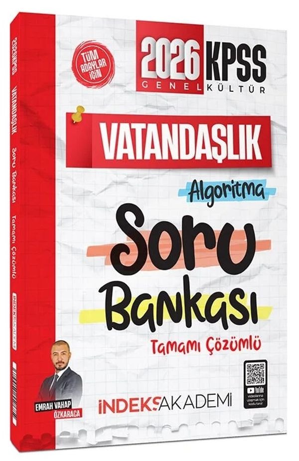 2026 KPSS Vatandaşlık Algoritma Soru Bankası Çözümlü | İndeks Akademi (İnce Kapak)