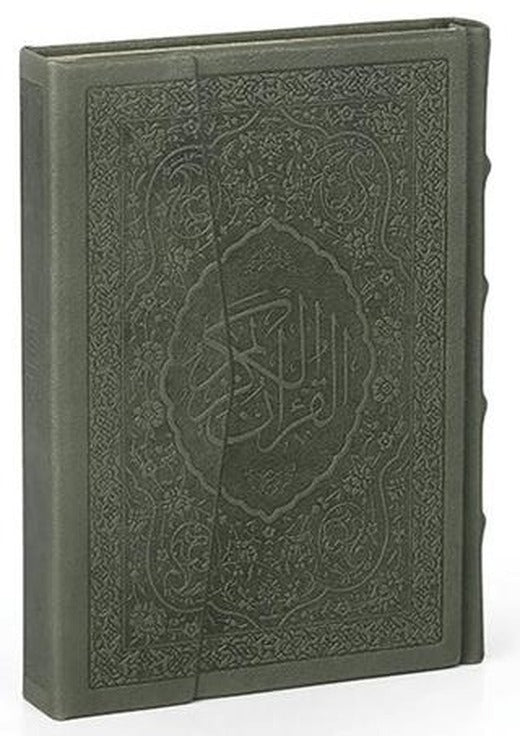 Kur'an-ı Kerim Hamid Aytaç Hatlı Çanta Boy, 5 Renk, Hakiki Deri Cilt Yeşil (Kod:1562)