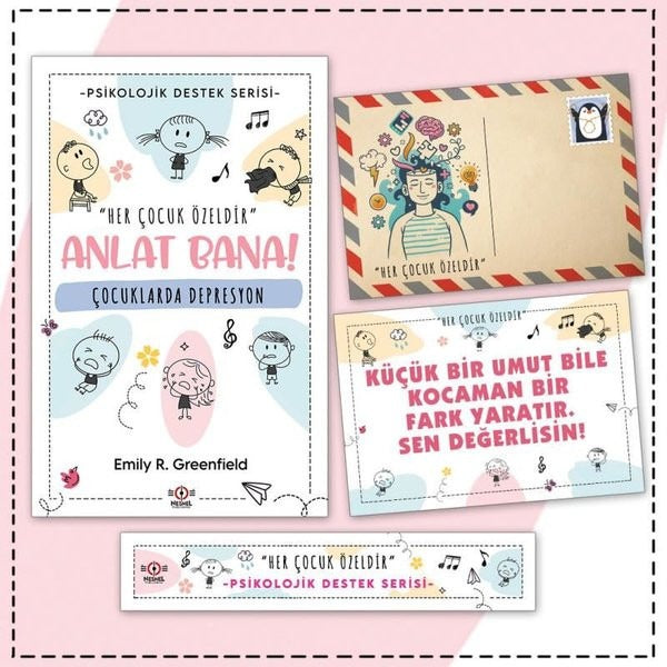 Çocuklarda Depresyon - Kartpostal ve Ayraç - Çocuklar İçin Psikolojik Destek Serisi | Nesnel Yayınları (İnce Kapak)