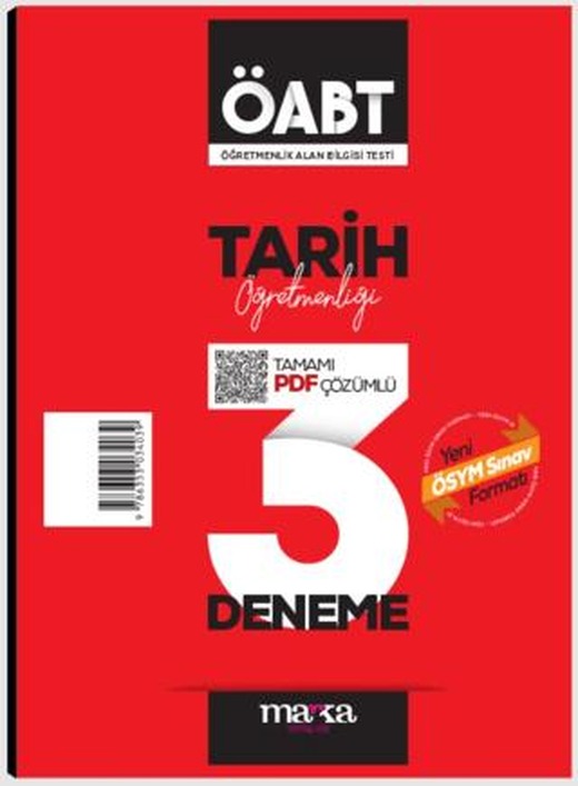 2024 ÖABT Tarih Öğretmenliği Tamamı Çözümlü 3 Deneme | Marka Yayınları (Ciltsiz)