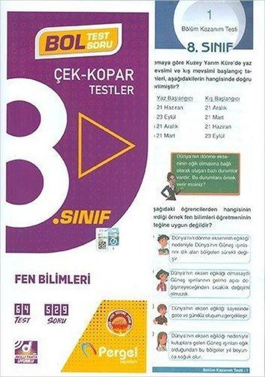 8.Sınıf Fen Bilimler Çek Kopar Testler | Pergel (İnce Kapak)
