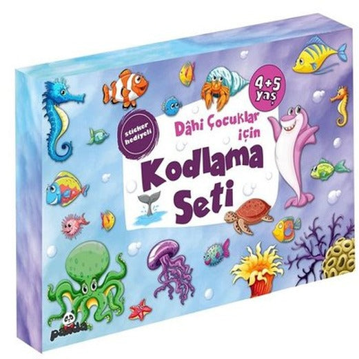 4-5 Yaş Dahi Çocuklar için Kodlama Seti - Sticker Hediyeli - 3 Kitap Takım | Panda