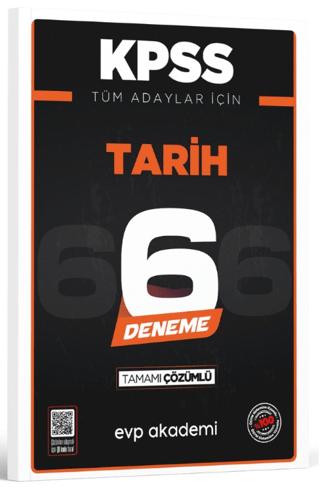 KPSS Tüm Adaylar İçin Tarih 6 Deneme Tamamı Çözümlü | EVP Akademi (Ciltsiz) - Resim 1