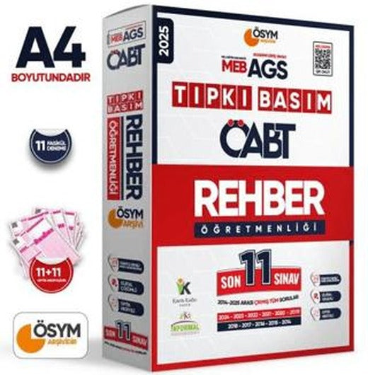 2025 MEB - AGS ÖABT Rehber Öğretmenliği ÖSYM Tıpkı Basım 11’li Deneme Paketi Dijital Çözümlü