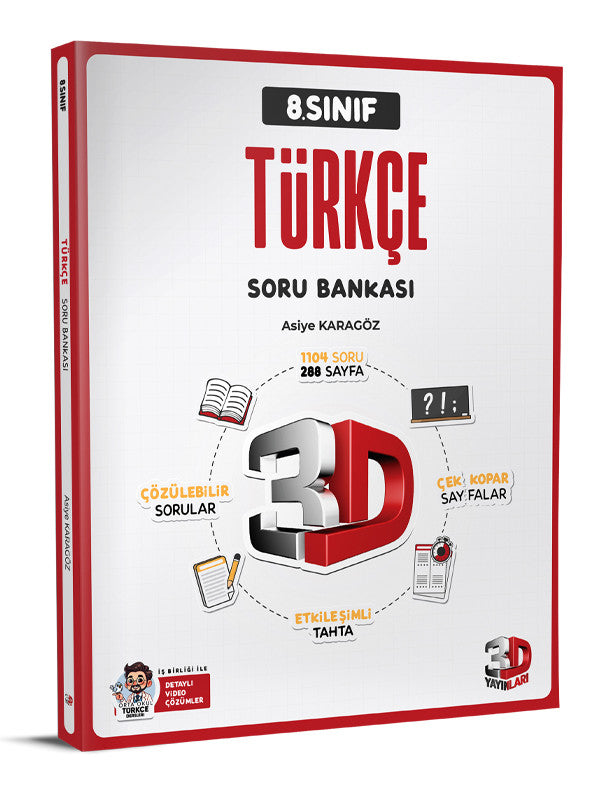 3D 2025 8. Sınıf Lgs Türkçe Soru Bankası kitap kapağı
