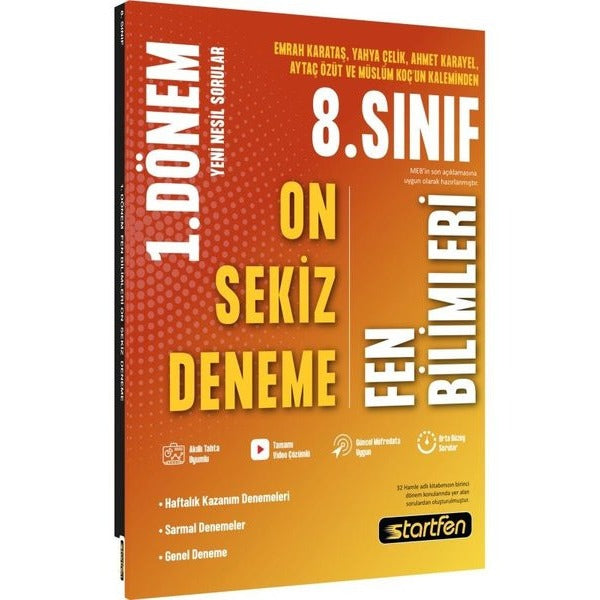8. Sınıf 1. Dönem 18'Li Fen Bilimleri Denemesi | Startfen Yayınları (İnce Kapak)