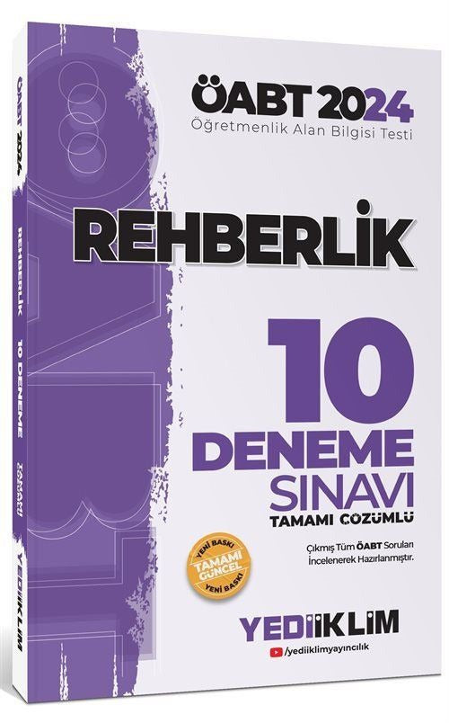 ÖABT Rehberlik Öğretmenliği Tamamı Çözümlü 10 Deneme Sınavı | Yediiklim Yayınları (Ciltsiz)