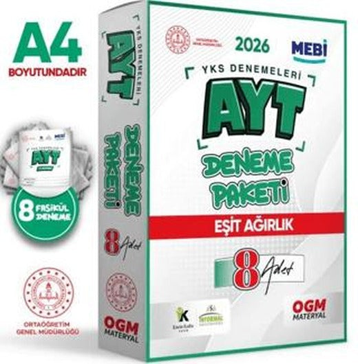 2026 YKS-AYT MEBI Online Güncel Eşit Ağırlık (TM) 8li Seri Deneme Fasikül Paketi (A4 Renkli)