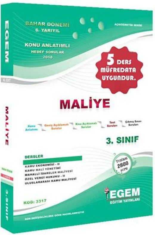 3. Sınıf 6. Yarıyıl Maliye Konu Anlatımlı Hedef Sorular - Kod 3317