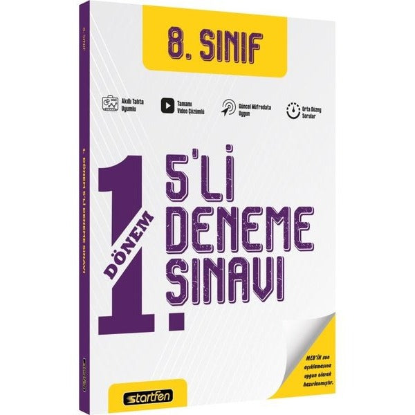 8. Sınıf 1. Dönem 5'Li Genel Deneme Sınavı | Startfen Yayınları (İnce Kapak)