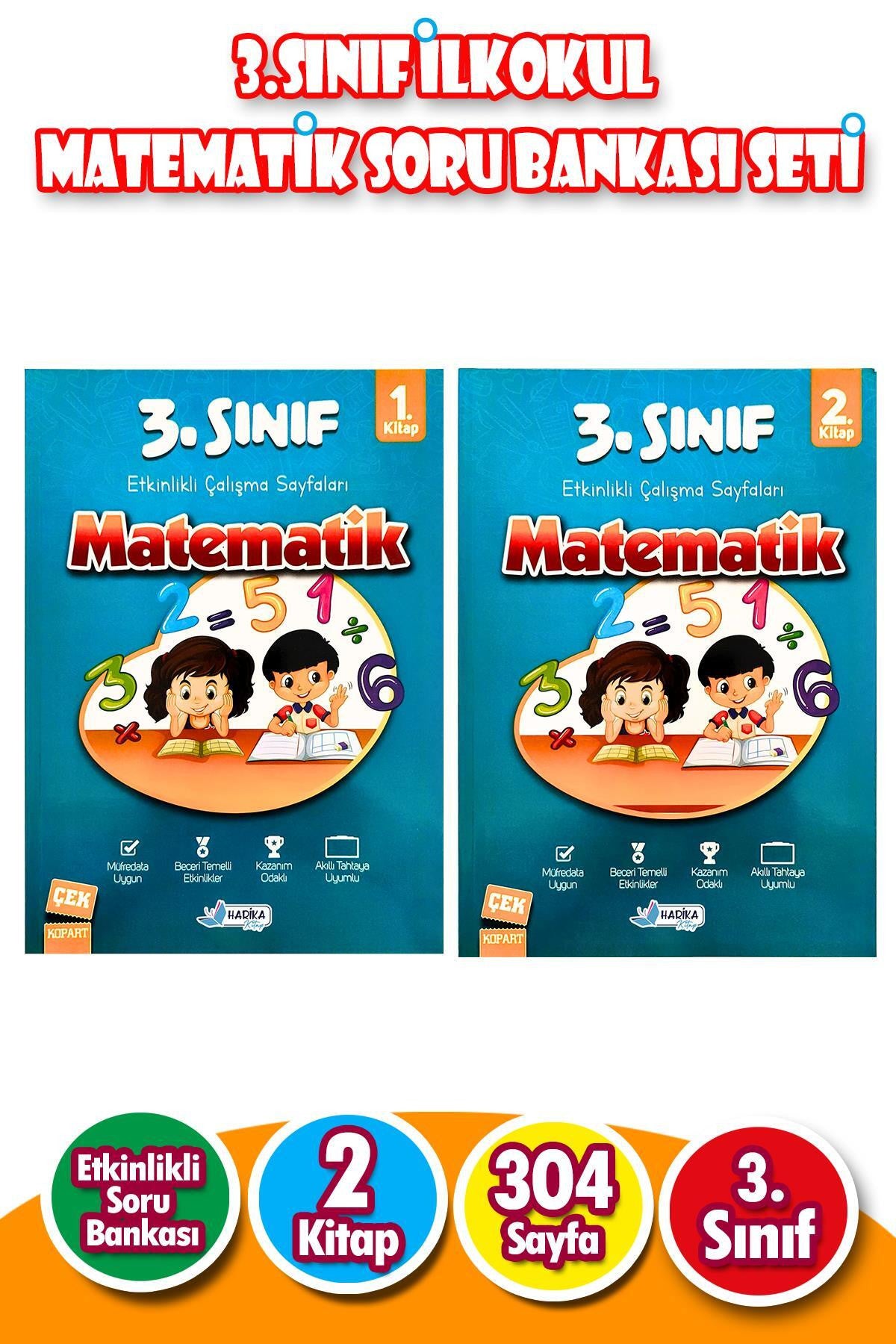 3.Sınıf İlkokul Matematik Soru Bankası Seti - 2 Kitap - 304 Sayfa kitap kapağı