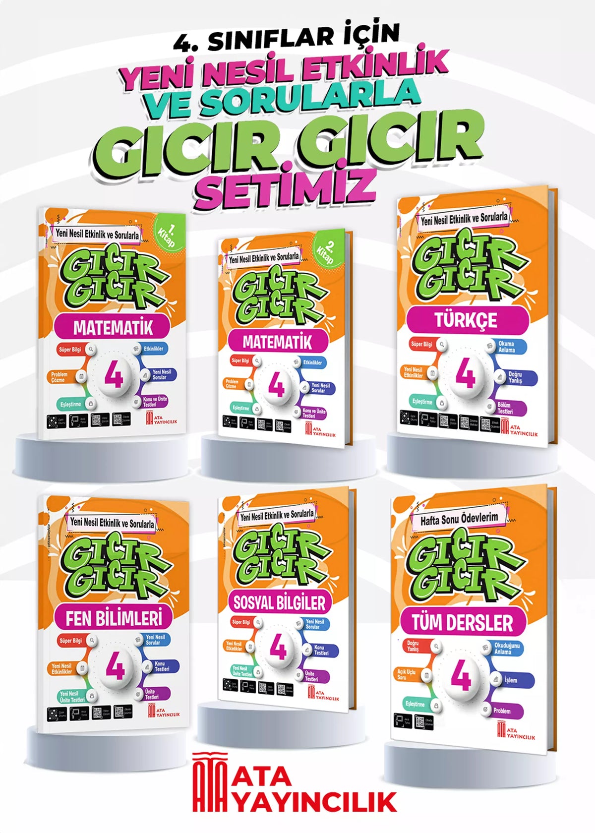 4. Sınıf Gıcır Gıcır 6'lı Set (Türkçe-Matematik (2 Kitap)-Fen Bilimleri-Sosyal Bilgiler-Hafta Sonu Ö kitap kapağı