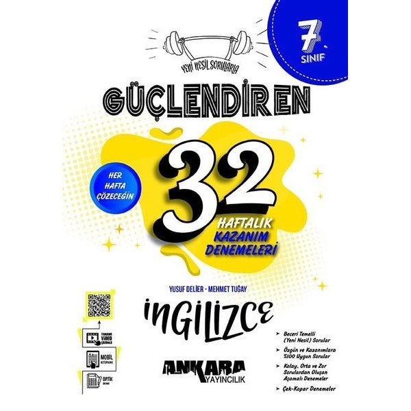 7. Sınıf 32 Haftalık İngilizce Güçlendiren Kazanım Denemeleri | Ankara Yayıncılık (İnce Kapak)
