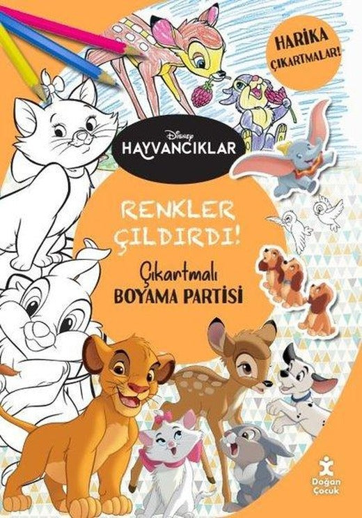 Disney Hayvancıklar Renkler Çıldırdı! Çıkartmalı Boyama Partisi | Doğan Çocuk (İnce Kapak)