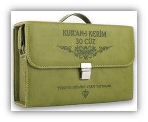 Kur'an-ı Kerim Orta Boy 30 Cüz Yeşil Çanta Kare Kodlu | Kolektif (İnce Kapak)