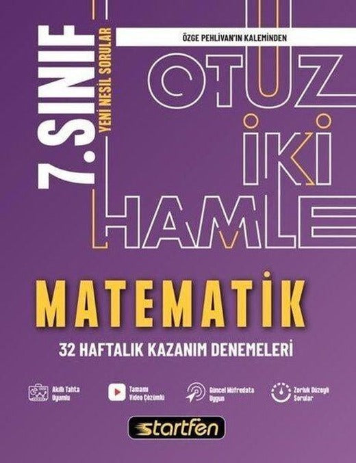 7. Sınıf Matematik 32 Hamle Haftalık Kazanım Denemeleri | Startfen Yayınları (İnce Kapak)