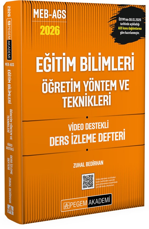 2026 MEB AGS Eğitim Bilimleri Öğretim Yöntem ve Teknikleri Video Destekli Ders İzleme Defteri