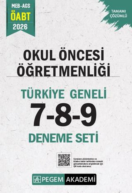 2026 MEB AGS ÖABT Okul Öncesi Öğretmenliği Tamamı Çözümlü Türkiye Geneli 7-8-9 (3'lü Deneme Seti) | Pegem Akademi Yayıncılık (Ciltsiz)