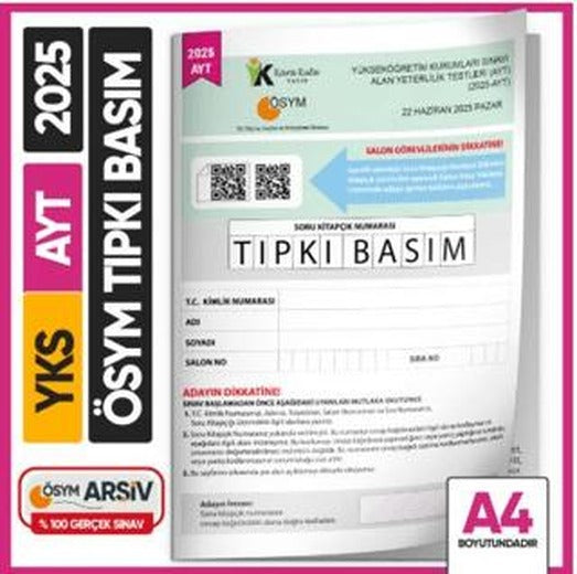 2025 YKS-AYT ÖSYM Tıpkı Basım Çıkmış Soru Kitapçığı (Video Çözümlü Türkiye Geneli)