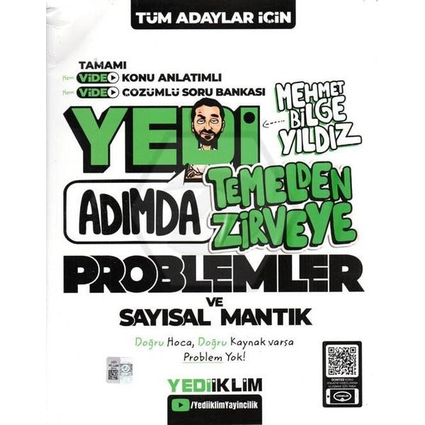 Tüm Adaylar için Yedi Adımda Temelden Zirveye Problemler ve Sayısal Mantık Video Konu Anlatımlı Soru Bankası | Yediiklim Yayınları (İnce Kapak)