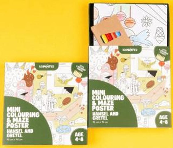 Mini Colouring and Maze Poster Hansel and Gretel | Kidmosfer