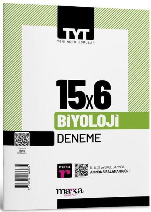 2025 TYT Biyoloji 15 Deneme Tamamı Video Çözümlü | Marka Yayınları (İnce Kapak)
