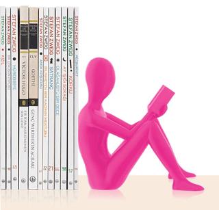Kitap Tutucu Dekoratif Kitap Desteği Kitap Okuyan İnsan Figürü Biblo - PEMBE | Bcoverart - Resim 1
