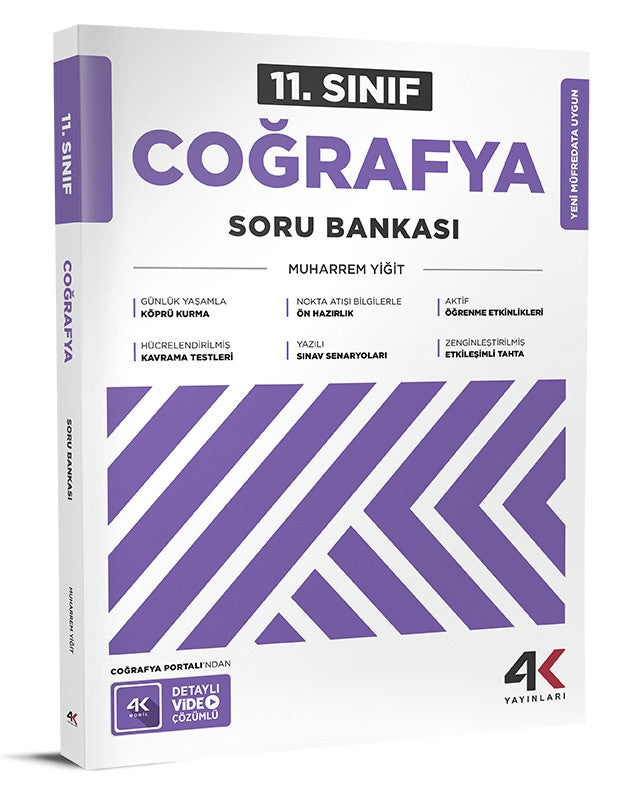 4K 2026 11. Sınıf Coğrafya Etkinlikli Soru Bankası kitap kapağı